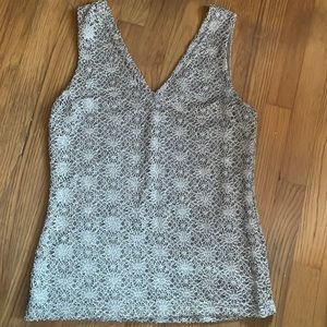 Silver Lace V Neck Top